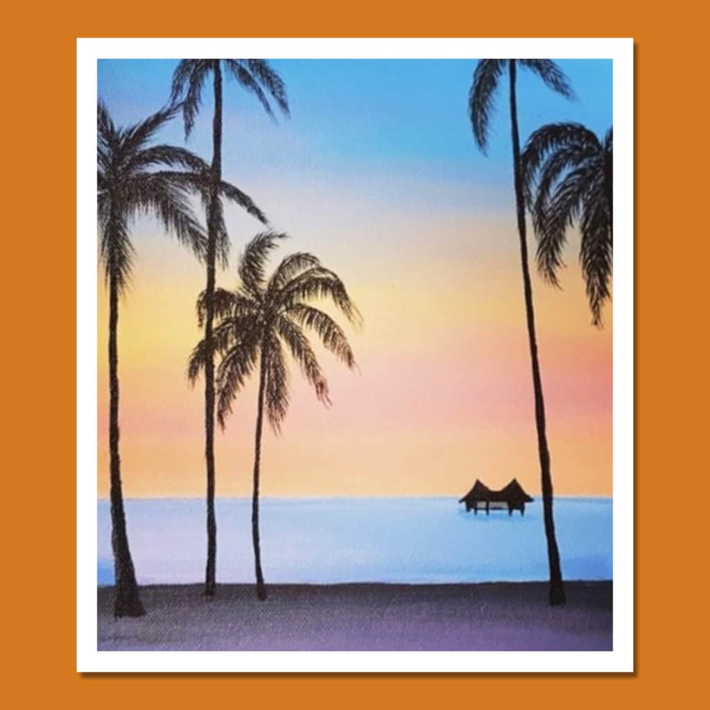 Palm Trees Painting Sunset